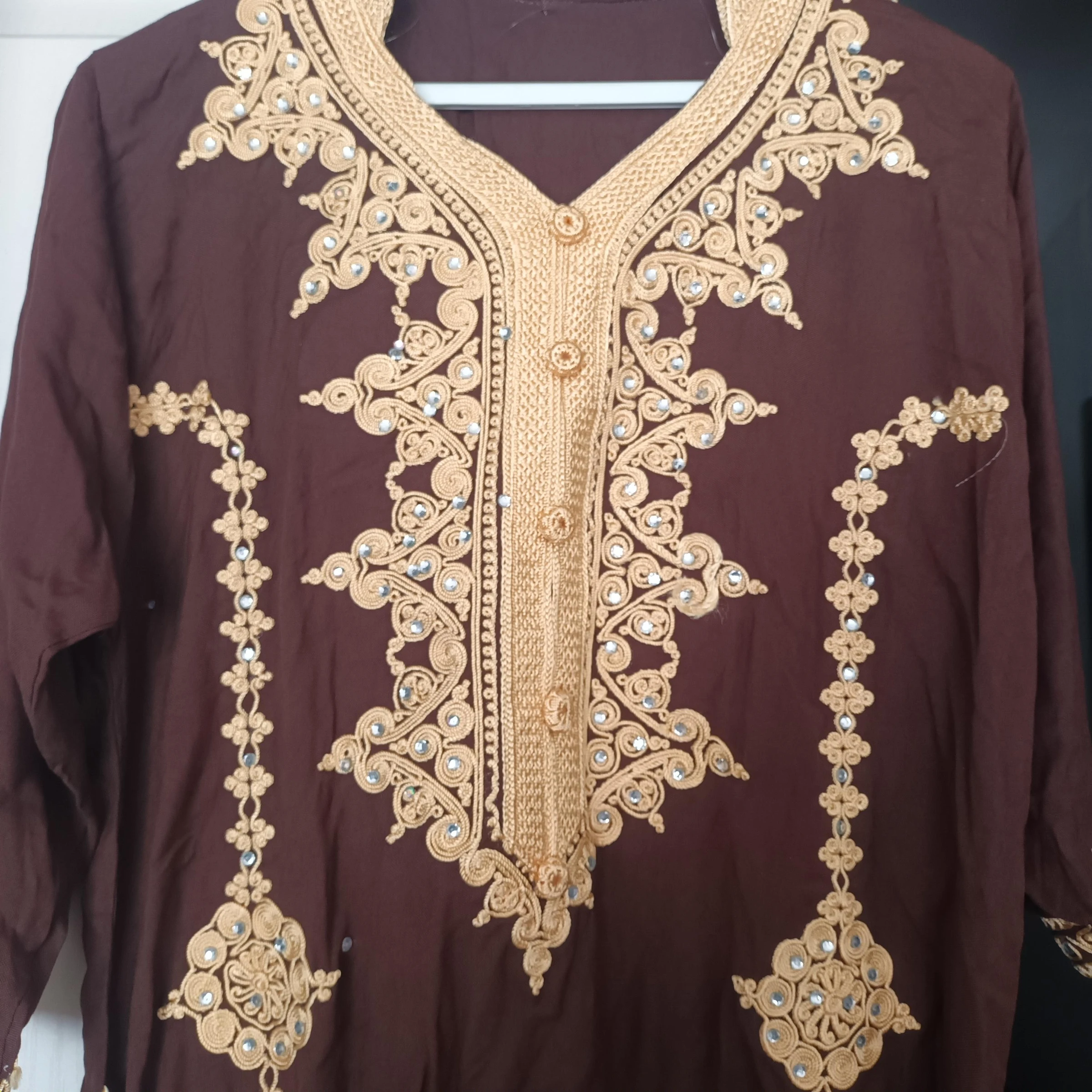 Sublime caftan tuniek met oosterse inspiratie, borduurwerk, maat T44, katoen en split aan de zijkant – photo 4